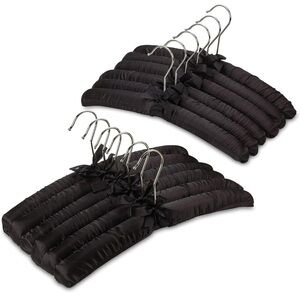 Padded Clothing Fabric Hangers for Clothing Set of 12 Premium Coat Hangers Black